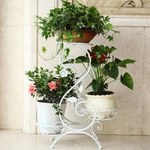 SAMARA 유럽풍철재 화분진열대 3단 화분정리대 화분선반, 화이트