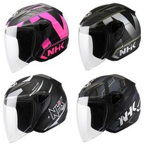 NHK R6 오픈페이스 헬멧 오토바이 헬멧, XL, 웨이브블랙실버