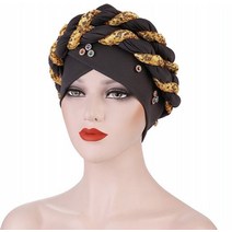 키코이 캉가 African Turbans Caps Women Golden Braids Splice Bandana Headwrap Fashion Traditional Streetwe, [01] 싱글 사이즈, [03] GRAY