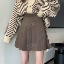 플리츠스커트 빅 사이즈 스쿨 주름 스커트 여 봄여름 포동포동 하이웨이스트