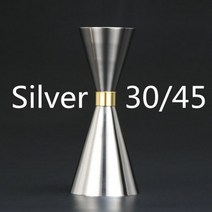 스테인레스 스틸 Mr 슬림 지거 측정 컵 골드 링 바 바텐더 음료 믹서 인 푸어 러, Silver 30x45ml