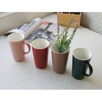 색이진한 긴머그컵 롱 600ml 4색 신혼선물용 사이렌, 그린