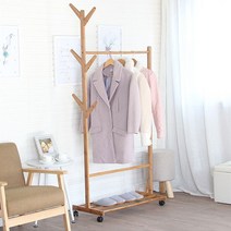 튼튼 대나무 원목 옷걸이 행거 4종, 원목행거80cm