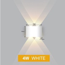 led 벽 램프 알루미늄 야외 ip65 방수 up down wall light for home 계단 침실 침대 옆 욕실 복도 조명, 4w 흰색, 협력사, 따뜻한 흰색 3000k