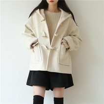 FANSYLI 떡볶이 코트 여자 오버핏 후드 숏코트 11C22