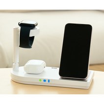 프리미엄 디큐브 멀티 고속 무선 충전기 4in1, 애플화이트, 1개