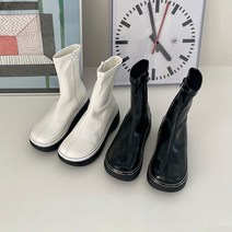 티나 6cm 스티치 심플 둥근코 앵클 부츠