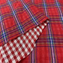 체크천왕 - 체크원단 체크천 체크 원단(의류원단 침구원단 커튼원단 가방원단 이불원단 자투리원단 북유럽풍 닉우스터 체크 원단 체크무늬 동대문천가게 소품원단) RB-RS393-1 빨강 이중지