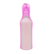 해외 250/500ml 반려동물 강아지 물 병 휴대용 마시는 플라스틱 여행 피더 그릇 Foldable 동반 컵, pink_250ml