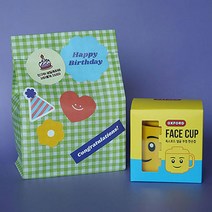 어린이집 유치원 생일 구디백 ALL세트구성 유아컵세트 선물세트 축하스티커 페이퍼백 포함 단체 답례품, 03_얼굴뚜껑컵+페이퍼백(레드)+8종스티커+축하스티커