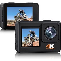 CAMCLUB 액션 카메라 4K 24MP 울트라 HD Wi-Fi 듀얼 컬러 스크린 스포츠 수중 카메라 EIS 30m(131피트) 방, 한개옵션0