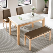 라로퍼니처 루아 1200 천연 대리석 4인 식탁 세트 (식탁 의자2 벤치1), 식탁 의자2 벤치1