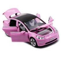 Tesla 자동차 다이캐스트 모형 커튼 스틸 합금 키덜드 미니카 미니어처, 단일사이즈, 모델 3 핑크