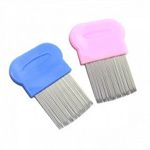 스텐레스 보급형 참빗 2종 택1 빗 나무빗 스텐빗 미용용품 머릿니 서캐 헤어브러쉬, 블루