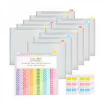 Caydo 12피스 스크랩북 용지 보관함 스티커 인덱스 탭 포함 30 5 x 30 5cm(12 12인치) 용지 카드스톡 비닐 종이 사진 및 종이 파일 보관