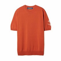 국내 정품 건지 울른스 Guernsey Woollens 피셔맨 반팔 크루넥 니트 - 오렌지