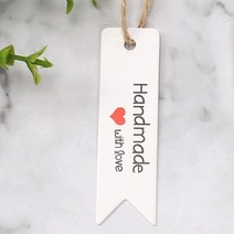 화이트 리본 핸드메이드라벨 종이텍 100p 핸드메이드라벨 텍종이 택종이 의류텍 상품텍MZ+4