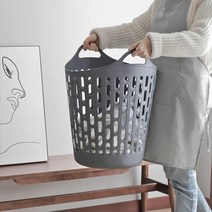 말랑한 심플 대용량 세탁바구니 50L/빨래보관함/세탁바구니/빨래통/빨래수거함/다용도바구니/수납바구니/대용량빨래/빨래바스켓/대용량재활용바구니/세탁물보관함, 원형메쉬세탁바구니대