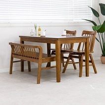 라로퍼니처 로망 1300 세라믹 4인 식탁 세트 원목 4인용 테이블 유광 무광, 식탁+의자4