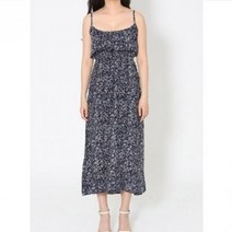 에씨클레오 생일 폴리 혼방 5만원대 선물 소재의 나뭇잎 패턴 허리밴딩 어깨끈 조절이 가능한 민소매 끈 롱원피스 E-357894