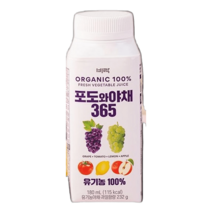 [비락] 유기농100% 포도와야채365 180ml, 24개입