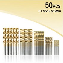 뜨거운 판매 50 개 티타늄 코팅 드릴 비트 HSS 고속 강철 세트 도구 전동 공구 1/1.5/2/2.5/3mm, 01 50 pcs