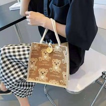 귀여운 린넨 런치백 일본식 캔버스 토트백