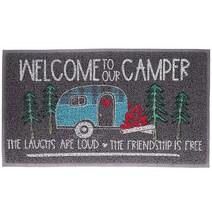 OCCdesign Camper RV 여행용 트레일러 도어 매트 캠퍼밴 캐러밴 모터홈용 캠핑 러그 장식 가족 친구 캠핑객을 위한 재미있는 선물 우정은 무료입니다 S005 554440, Our Camper