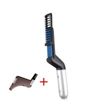 옆머리누르기 셀프다운펌 옆머리다운펌다기능 전기 헤어 빗 브러시 수염 스트레이트너 빗 컬러 남성용, 01 빨간_02 EU