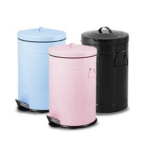 파스텔 모던 컬러 휴지통 (양철) 3L/5L/12L/20L (블루/핑크/블랙/화이트/그레이), 3L, 핑크