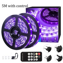 5m LED 블랙 라이트 스트립 키트 360 12V 유연한 UV 설치 가족 침실 파티 웨딩 할로윈 다크, 5m with control, CHINA, AU PLUG