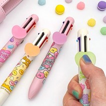 하트젤리 6색볼펜 다색 펜 캐릭터 피규어 멀티펜 필기 노크식 단체선물, 2000하트젤리6색볼펜 랜덤