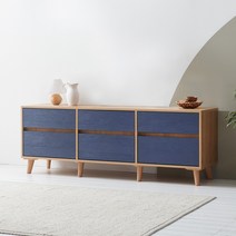 [케이컴퍼니] 이음2단1500거실장(6서랍형) 플라스틱다리 / K1500-2S-IN-6C, 아카시아네이비