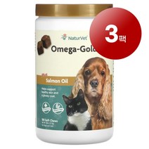 리암마켓 NaturVet 네이처벳 강아지 고양이용 면역 건강한 피부 털 관리 보충제 오메가 연어 오일 소프트츄 180개 1팩, 3팩