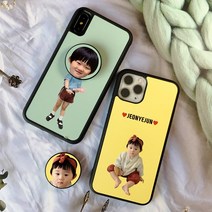 요술램프지니 대두 세트[스마트톡+터프(tpu)폰케이스] 주문제작 커플 포토 아기얼굴 반려동물 휴대폰 강아지 고양이 그립/ 톡홀더 케이스 아이폰14 갤럭시s22