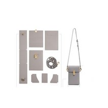 남녀공용 천연 소 가죽 미니 핸드폰 소지품 가방 만들기 DIY 키트 커플템, 그레이(DIY), 1개
