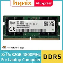 하이닉스 DDR5 8 기가 바이트 16 32 4800MHz 그래서 DIMM PC5-34800 1.1V 262pin 노트북 컴퓨터 듀얼 채널, 32GB DDR5 4800MHz
