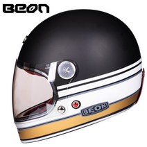 beon full face motocross 헬멧 beon b510 glassfiber 빈티지 오토바이 전문 레트로 헬멧 ece 인증, 매트 블랙 오렌지, l