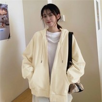 여성용 포켓이 가을 후드 스웨터 빅사이즈 긴팔 빈티지 캐주얼 가디건 집업 블랙 천
