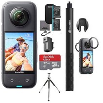 인스타360 X3 72MP Waterproof 5.7K 360° VR 카메라 Kit Plus 7 Items Travel Kit