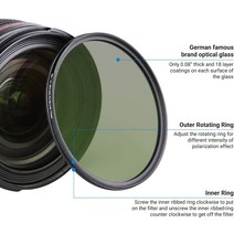 JJC CPL 필터 초슬림 광학 멀티 코팅 원형 편광기 37mm 40.5mm 46mm 52mm 82mm, 11 37mm