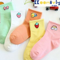 꾸니블리 무지개딸기 단목양말 넘넘 화사해요! 5켤레세트 짧은목@@@@