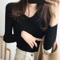 입꼬 핏좋은 슬림 골지니트긴팔티