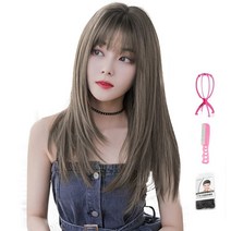 가발위드 긴머리 스트레이트 컬 라디 통가발+가발걸이1+가발전용빗1개+가발망1개 세트상품, 1세트, 콜드브라운
