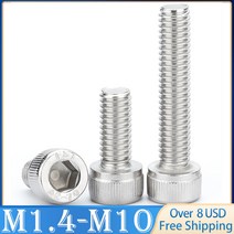 2/5/10/50pcs DIN912 M1.4 M2 M2.5 M3 M4 M5 M6 M8 M10 A2-70 304 스테인레스 스틸 육각 소켓 캡 나사 볼트, 04 M2.5 x50pcs_11 20mm
