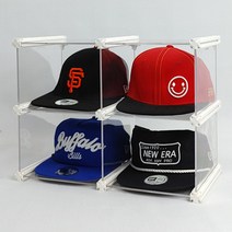 엠블럭&스페셜 스냅백정리함 뉴에라모자보관함 모자보관함 야구모자정리함 골프모자정리 모자진열대 수납장, 2층x2칸 4칸형(뒷덮개포함)