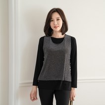 엄마옷 마담4060 샤이나조끼세트티셔츠-RSET302002-