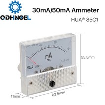 QDHWOEL 30mA 전류계 HUA 85C1 DC CO2 레이저 조각 절단기용 아날로그 앰프 패널 미터, 01 30mA