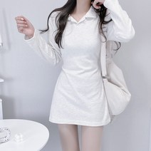 긴팔 카라 뒷리본 허리끈 pk 피케이 원피스