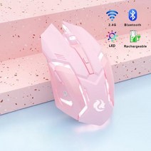 미니 전자수첩 한글 충전식 2.4g 무선 블루투스 게이밍 마우스 인체 공학적 음소거 컴퓨터 노트북용 LED 백라이트 IOS 안드로이드용, pink Bluetooth_CHINA
